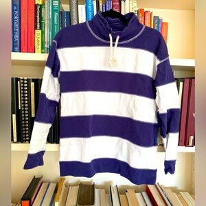J Crew Weekend white and blue striped sweatshirt size XS